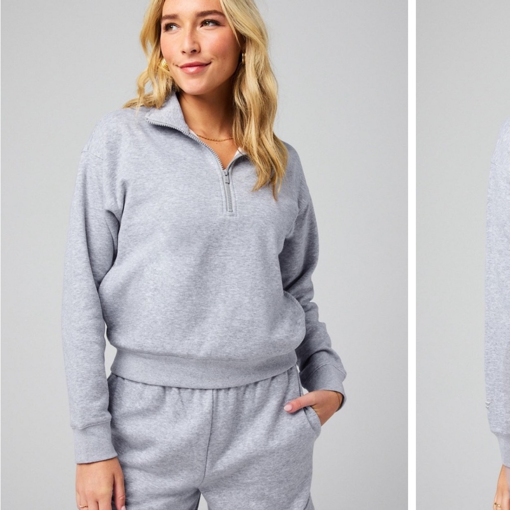 Fabletics Women's Gray Half-Zip Fleece Sweatshirt